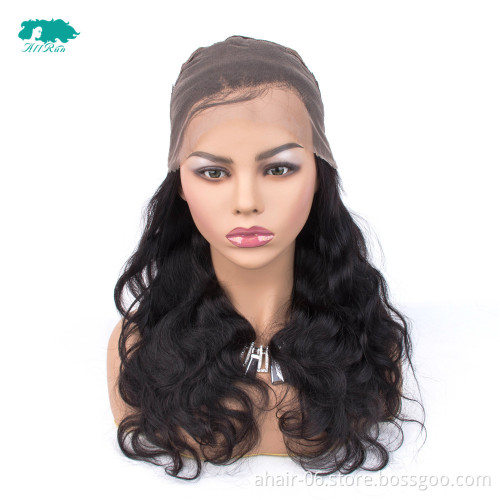 AllRun Factory Wholesale Price Hot Selling 100% Vigrin Raw Brazilian Human Hair Body Wave Wig 360 Lace Front Wig